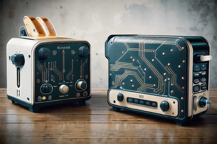 <lora:AzulejoAI:0.1>,AzulejoAI , <lora:CircuitBoardAI:0.6>,CircuitBoardAI, <lora:SteamPunkAI:0.2>,SteamPunkAi,
a toaster, (realistic:1.8), real, leather, carbon fiber,
masterpiece, best quality, 8K, HDR, highres, absurdres:1.2,
light effect, film grain, Fujifilm XT3, cinematic shot,
pure white simple background,