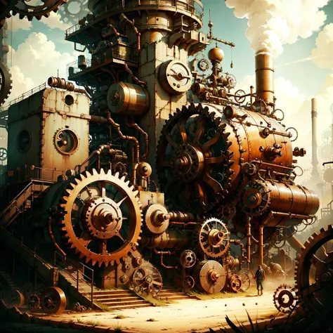 <lora:SteamPunkAI:.7> Cogpunk  factory