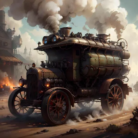 <lora:SteamPunkAI:.9> SteamPunkAI truck
