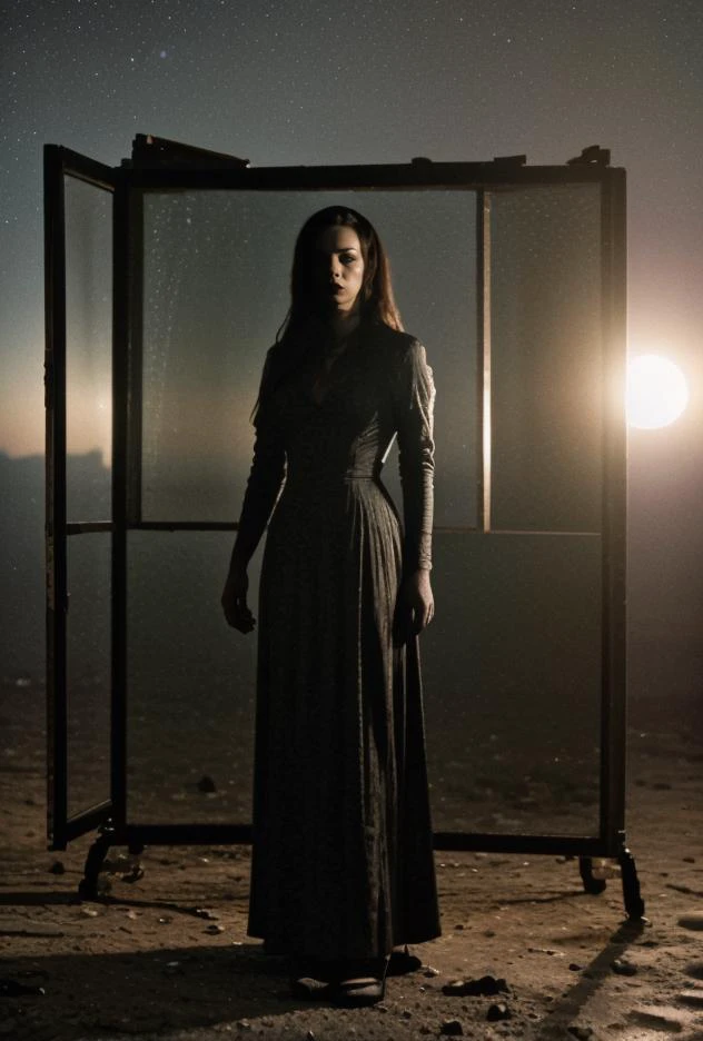 (((Colorful costume long dress)))((clothed 27 yo Marilyn Johansson))((running outside)(((movie props in background [old west town | haunted mansion | fisherman warf | WWII european village | moon landscape])))((eerie sunset lighting))((something spooky  looking out from mirror)(deep emotions)(Hitchcock inspired)(Twilight Zone)(deep esoteric qlipoth metaphysical meaning)(Annie Leibovitz photo spotlight)((hyper-Creative((Photo Masterpiece 8k wallpaper [Verb | adjective | superlative])))BREAK(dodge and burn, corner edge darken vignette)((exposure POP!!!) hdr extremely intricate, High (Detail:1.1), Sharp focus, dramatic cinematic light, 8k textures, elegant, ((((cinematic look))))breathtaking, insane details
<lora:epiC35mm:0.8> epiC35mm 
<lora:LCM_1-5:0.7> 
<lora:Saturation:2.3>  
 <lora:EmotionSliders:-2>  
<lora:up-down_lighting:-0.9> 
<lora:back-front_lighting:-0.9>
<lora:horror_slider_v7:0.8>
 <lora:DepthOfFieldSliders:0.6> 
<lora:Film-Grain:0.6> 
<lora:HDhelper:0.7>  
<lora:up-down_lighting:0.8>