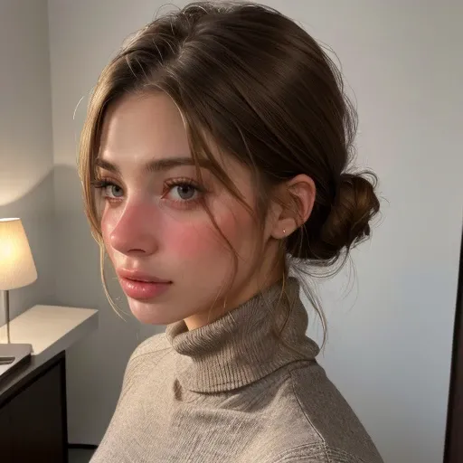 <lora:kiciame_sd15_512_128_64_v1:1> 1girl solo looking at viewer wearing a turtleneck sweater epiCRealism