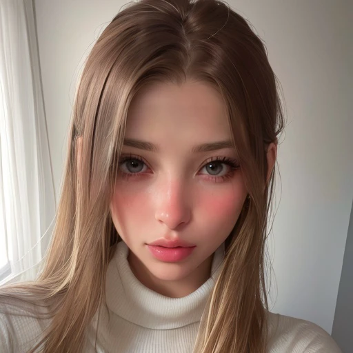 <lora:kiciame_sd15_512_128_64_v1:1> 1girl solo looking at viewer wearing a turtleneck sweater epiCRealism