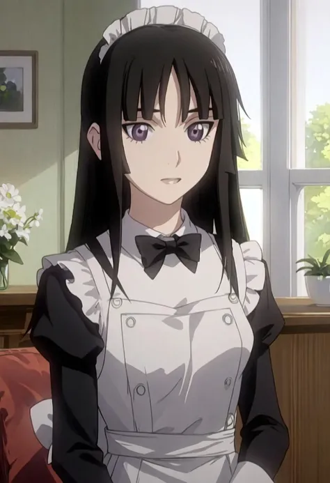 best quality, masterpiece, highres, solo, {isayama_yomi_gareizero:0.90}, {maid:1.40}, {long maid dress:1.15}