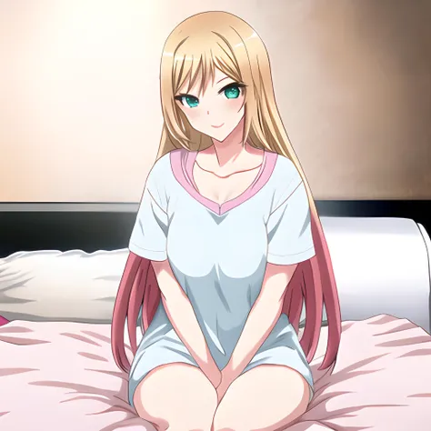bisquedoll anime style, <lora:bisquedoll_anime_style_offset:1>, ahri (league of legends),  (perfect face), ((sitting on bed)), bedroom, 
(high detailed skin:1.2), 
 <lora:kdaSeriesAllInOne_v10:0.6>