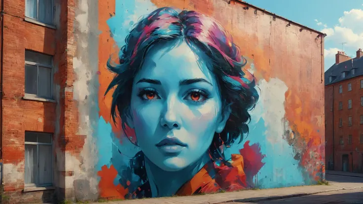 graffiti on a building wall, city background, (digital art by Archibald Thorburn and Alfons Purtscher:1.2), aesthetic of realism, newfangled marvelous opus, precise details, future-proof atmosphere, (Turquoise and Vermilion colors:0.1), (balanced center composition, :0.1), <lora:xl_more_art-full_v1:0.5> <lora:MJ52:0.5>, <lora:xl_MaxRos:1>, colorful, saturated, textured, luminism, ultra highly detailed, 32k, fantastic realism, complex background, dynamic lighting, highly detailed, intricate, painting