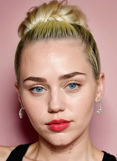 close up portrait of sks woman , by Flora Borsi, style by Flora Borsi, bold, bright colours, ((Flora Borsi)), by Dorothea Lange, <lora:lora-small-miley-cyrus-v1:1>