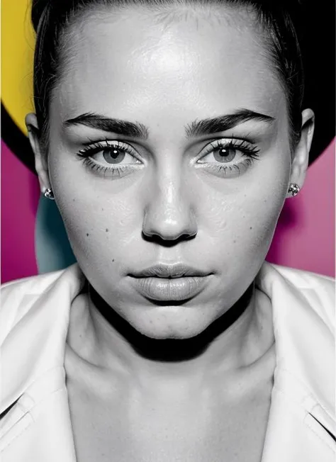 close up portrait of sks woman , by Flora Borsi, style by Flora Borsi, bold, bright colours, ((Flora Borsi)), by Ansel Adams, <lora:lora-small-miley-cyrus-v1:1>