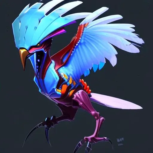 evang, a Bird like creature with colorful feathers, fantasy concept, art extremely detailed, trending on Artstation
