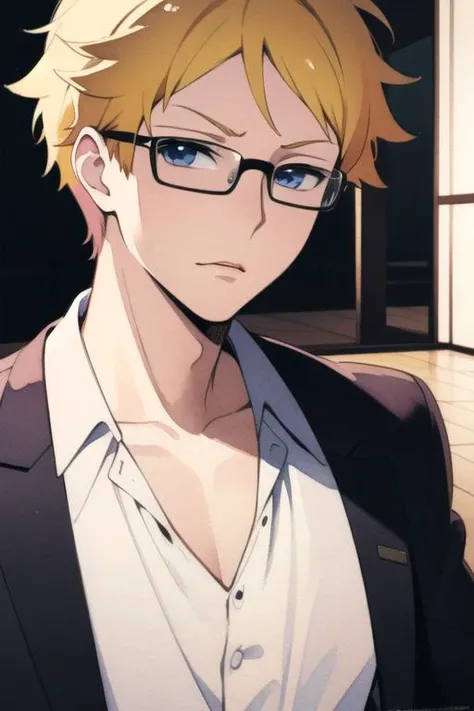 masterpiece, best quality, photorealistic, 1boy, solo, male focus, looking at viewer, , depth of field, (watercolor illustration, soft pastel colors:1.1), , <lora:birthday_hamatora:0.68>, birthday_hamatora, blonde hair, blue eyes, , butler costume, ,