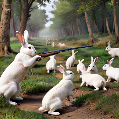 rabbits hunting humans