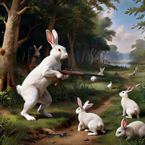 rabbits hunting humans