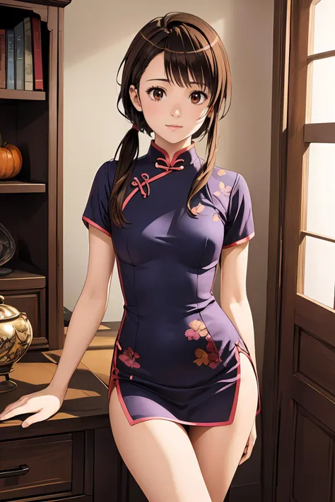 8k high quality detailed,highres,anime,comic,detailed image,
(an illustration of a teenage girl posing,(an illustration of girl,teenage girl)),(magazine_illustration),
(,aakosaki,1girl,brown hair,pony-tail,sidelocks,brown eyes,small breasts),((Enigmatic Smile):0.8),detailed_face,
((dancing in halloween party):0.8),
((,XCYP Cheongsam beauties):0.85),(,realistic clothing texture,realistic_skin_texture),<lora:onodera_kosaki_v2:0.65>,<lora:20240221-1708525432688:0.6>,<lora:more_details:0.2>