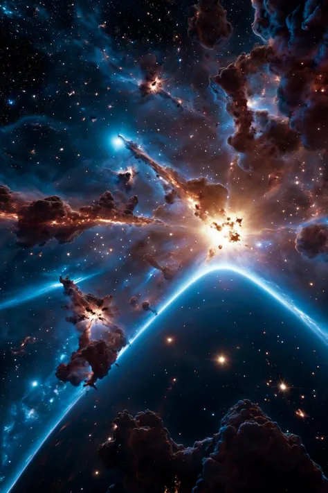 Breathtaking award-winning, professional photograph. Within a swirling nebula, the camera glimpses an alien being that embodies the nebula itself. Its form is vast and formless, a living constellation with stars for eyes and nebulous clouds for flesh. The era is cosmic, a living myth among the stars. The mood is one of sublime terror and wonder, as the entity moves through space, crafting and destroying in equal measure. The style is space opera horror, emphasizing the alien's god-like power and the awe-inspiring scope of its existence. 4K, professional, eye-catching