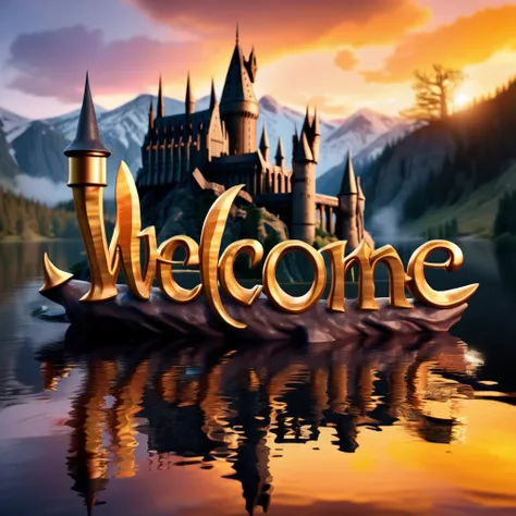 (blender:1.3) (masterpiece) (best quality) (reflection:1.3) various Typographic art of the (word welcome:1.9)with (small large letters:1.3), (harry potter letter:1.7), Stylized, intricate, detailed, artistic, text-based.