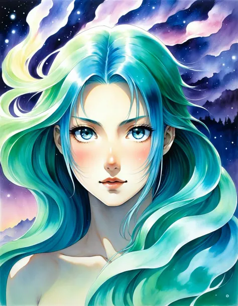 portrait, Aurora elemental spirit. By artist Tite Kubo
