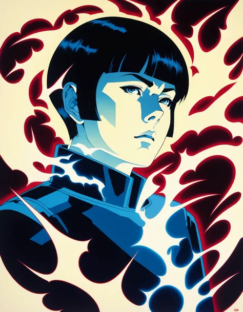 portrait, Electric Arc elemental spirit. By artist Katsuhiro Otomo