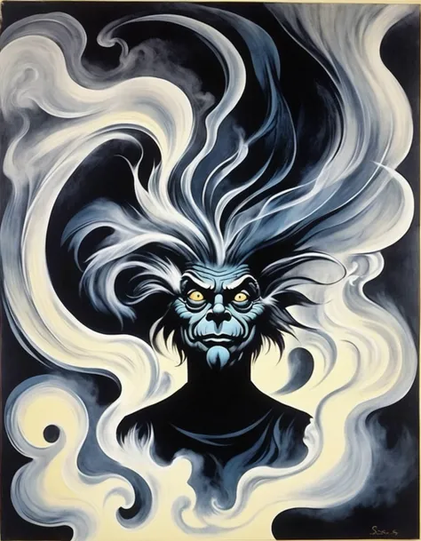 portrait, Smoke elemental spirit. By artist Dr Seuss