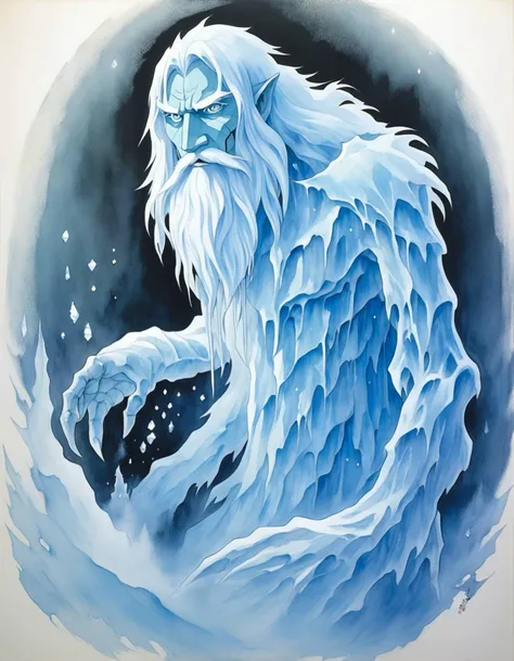 portrait, Frost elemental spirit. By artist Hayao Miyazaki