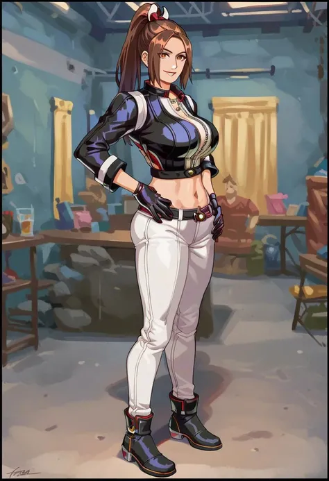 A woman with light brown long hair, a delicate face, a blank look in her eyes, a slender and firm dancer's figure, a fantasy-realistic style outfit, she ties a French shirt at her chest, revealing her graceful waistline, she wears tight jeans on her lower body, a flowing skirt is gracefully tied around her waist, she walks leisurely in a fantasy-style town, this character embodies a finely crafted fantasy-realistic style female dancer in anime style, exquisite and mature manga art style, beautiful woman, high definition, best quality, highres, ultra-detailed, ultra-fine painting, extremely delicate, professional, anatomically correct, symmetrical face, extremely detailed eyes and face, high quality eyes, creativity, RAW photo, UHD, 8k, Natural light, cinematic lighting, masterpiece-anatomy-perfect, masterpiece:1.5