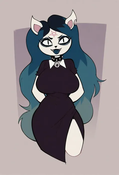 My little pony, anthro, dark blue hair, white body, brown eyes, very seductive pose, opened her mouth, and strings of saliva stretched, (saggy panties), big breasts, pussy under panties, finger on tongue, heart collar, earrings, piercing, black eyeshadow, black nails, patterned underwear, (striptease dress)