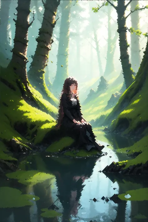 masterpiece, best quality, 1girl, forest