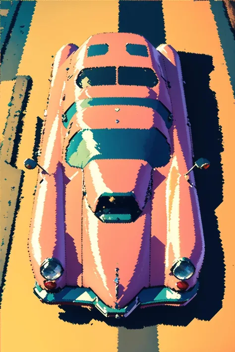 masterpiece, best quality, retro car, from above