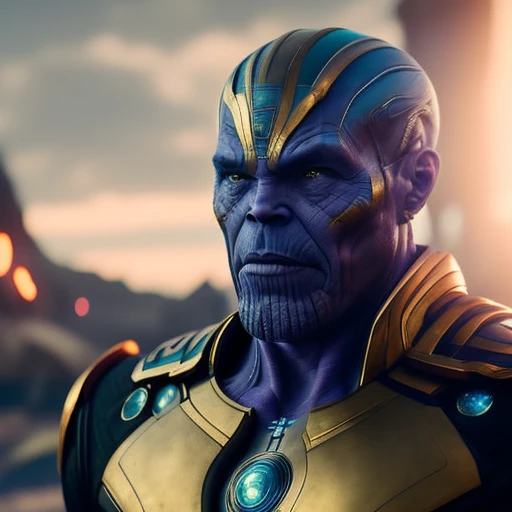 portrait of thanos pdalns, cinematic shot, seamless, epic, intricate detail, award winning, great lighting,  high quality, detailed