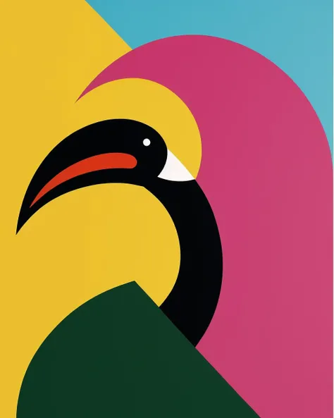 best quality,masterpiece,highly detailed,ultra-detailed, ,<lora:neg4all_bdsqlsz_V3.5:-1> Toucan It has a large, colorful bill, black feathers, and a bright chest.
<lora:minimalism_pop_last:2.75> minimalism pop art style