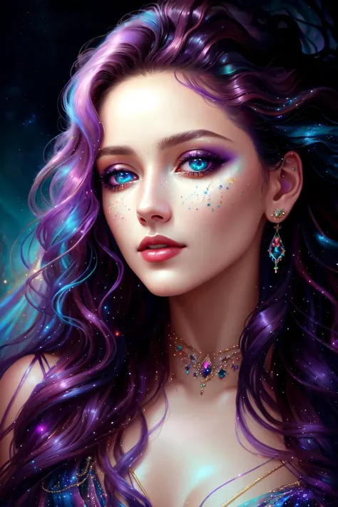 Style-PNMagic, award winning photo of a beautiful woman with wavy purple hair wearing a gossamer iridescent gown, extremely detailed, amazing, fine detail, absurdres, highly detailed, extremely detailed eyes and face, piercing eyes, detailed clothes, by lee jeffries nikon d850 film stock photograph 4 kodak portra 400 camera f1.6 lens rich colors hyper realistic lifelike texture dramatic lighting unrealengine trending on artstation cinestill 800 tungsten, dark shadows,piercing eyes, glowing blue eyes, bright eyes, dark forest, background by style-PNMagic