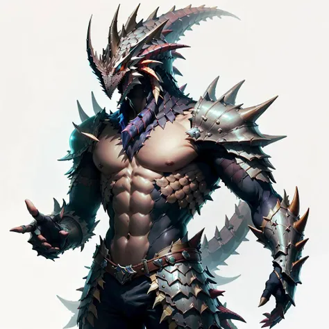 <lora:DragonScaleAIV3:.75> DragonScaleAI armor on man