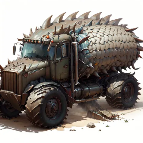 <lora:Dra9onScaleAI:.9>, Dr490nSc4leAI scales combine harvester