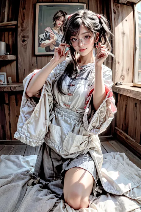 <lora:tifa-nvwls-v2:0.76>, (((tifa lockhart), earrings, jewelry,)):1.25, ((fight stance, service smile)),
BREAK 1woman, adorable, clear face, solo, ((full body)):1.33, ((a woman wear a clear glasses, detailed glasses)):1.22,
BREAK perfect(anatomy,body,face,hand,leg,foot,fingers), ((multicolor brown black hairs, very long hairs, red eyes):1.23, cleavage),
BREAK soft light, light on face, cinematic lighting, dynamic(angle, elegant posture), detailed(shadow, lightning),
BREAK beautiful detailed woman, glossy pink lips, ((milky skin, shiny skin)), makeup, blush,eyeliner, eyeshadow, eyelashes, textured skin, collarbone, perfect skin,
BREAK <lora:more_details:0.72>, extremely detailed, CG, finely detail, (masterpiece, best quality):2.0, (intricate details, depth of field),
BREAK <lora:uber_saggy2:0.68>, saggy, sagging_breasts, ((huge breasts)),
<lora:Twinkle_20240224170634:0.72>, ((Twinkle,wide sleeves,apron,buttons,pleated skirt,twintails,)):1.22,
((indoors, pub, autumn , detailed pub, detailed tavern, cozy, beautiful interior)),