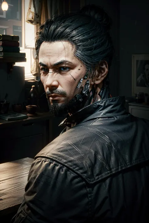 (masterpiece, best quality) <lora:epi_noiseoffset2:1>  <lora:add_detail:0.7> <lora:TakemuraCyber:0.9>
TakemuraCyber, 1boy, black hair, single hair bun,  portrait, bottom lighting