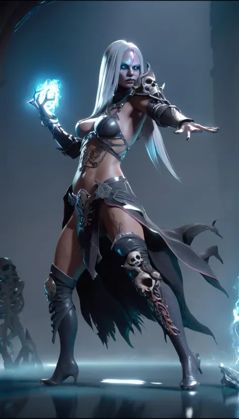 Cinematic scene, hero view, sexy female d4d necromancer <lora:diablo_4_necromancer_xl_v1:1>, action pose, masterpiece, best quality, high quality, highres, absurdres