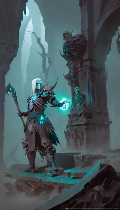 concept art Cinematic scene, hero view, d4d necromancer <lora:diablo_4_necromancer_xl_v1:1>, action pose, masterpiece, best quality, high quality, highres, absurdres . digital artwork, illustrative, painterly, matte painting, highly detailed