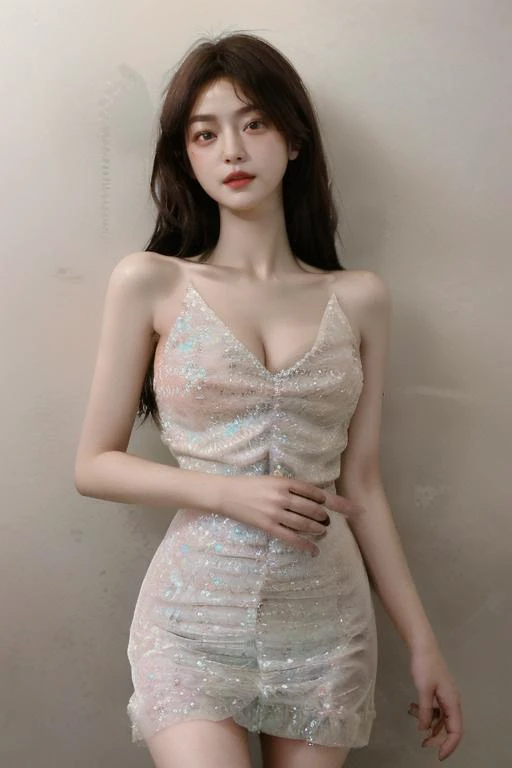 ((asian girl)),bright theme,(masterpiece),((ultra-detailed)),(highly detailed CG illustration),(expressionless),(best quality:1.2),(1girl:1.2),High quality texture,intricate details,detailed texture,High quality shadow,thin lips,brown eye pupil,depth of field,perspective,20s,(big eyes:1.2),blush,perfect body,lean body,(narrow waist:1.3),large breast,distinct_image,(lustrous skin),solo focus,(brown hair),(streaked hair),((long hair)),<lora:handpull-12:1>,(((handpull))),<lora:rc90:1>,rc,dress,, absurdres,[perfect shadows and lighting],detailed background,incredible high-key lighting,masterpiece,high quality,detailed,extremely detailed,ambient soft lighting,4K,