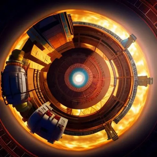 a donut space station structure, cinematic light