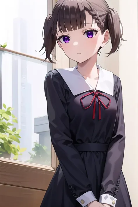 makishijou, <lyco:makishijou-lyco-nochekaiser:1>,
maki shijou, bangs, blunt bangs, (purple eyes:1.1), twintails, two side up, braid, short twintails,
BREAK long sleeves, dress, ribbon, school uniform, black dress, red ribbon, neck ribbon, collared dress, shuuchiin academy school uniform,
BREAK outdoors,
BREAK looking at viewer, (cowboy shot:1.5),
BREAK <lyco:GoodHands-beta2:1>, (masterpiece:1.2), best quality, high resolution, unity 8k wallpaper, (illustration:0.8), (beautiful detailed eyes:1.6), extremely detailed face, perfect lighting, extremely detailed CG, (perfect hands, perfect anatomy),