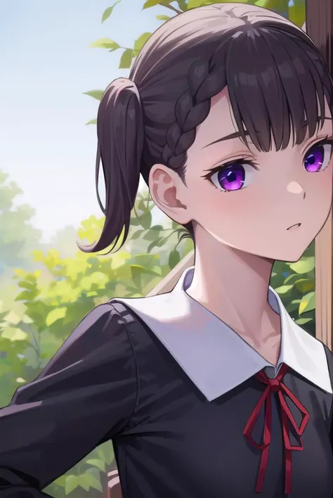 makishijou, <lyco:makishijou-lyco-nochekaiser:1>,
maki shijou, bangs, blunt bangs, (purple eyes:1.1), twintails, two side up, braid, short twintails,
BREAK long sleeves, dress, ribbon, school uniform, black dress, red ribbon, neck ribbon, collared dress, shuuchiin academy school uniform,
BREAK outdoors,
BREAK looking at viewer, (cowboy shot:1.5),
BREAK <lyco:GoodHands-beta2:1>, (masterpiece:1.2), best quality, high resolution, unity 8k wallpaper, (illustration:0.8), (beautiful detailed eyes:1.6), extremely detailed face, perfect lighting, extremely detailed CG, (perfect hands, perfect anatomy),