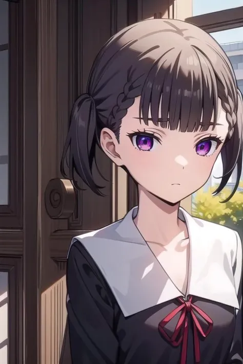 makishijou, <lyco:makishijouv2-lyco-nochekaiser:1>,
maki shijou, bangs, blunt bangs, (purple eyes:1.1), twintails, two side up, braid, short twintails,
BREAK long sleeves, dress, ribbon, school uniform, black dress, red ribbon, neck ribbon, collared dress, shuuchiin academy school uniform,
BREAK outdoors,
BREAK looking at viewer, (cowboy shot:1.5),
BREAK <lyco:GoodHands-beta2:1>, (masterpiece:1.2), best quality, high resolution, unity 8k wallpaper, (illustration:0.8), (beautiful detailed eyes:1.6), extremely detailed face, perfect lighting, extremely detailed CG, (perfect hands, perfect anatomy),