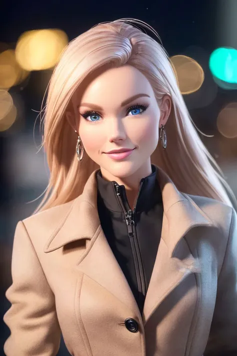 a photo of a stunning S063_LinseyDonovan, on a (night-out), wearing a (coat), (8k, RAW photo, best quality, ultra high res, depth of field:1.2), (absurdres, intricate, photorealistic, masterpiece, ultra-detailed, Unreal Engine:1.3)