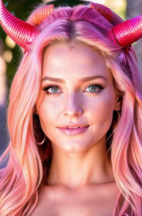 (photo), face and bust portrait of S063_LinseyDonovan, a seductive demon babe, ((horns)), glowing eyes, high quality, (natural skin texture, highly detailed face), masterpiece, (photorealistic), absurdres, (by arny freytag), by holly randall, (fujifilm xt3)