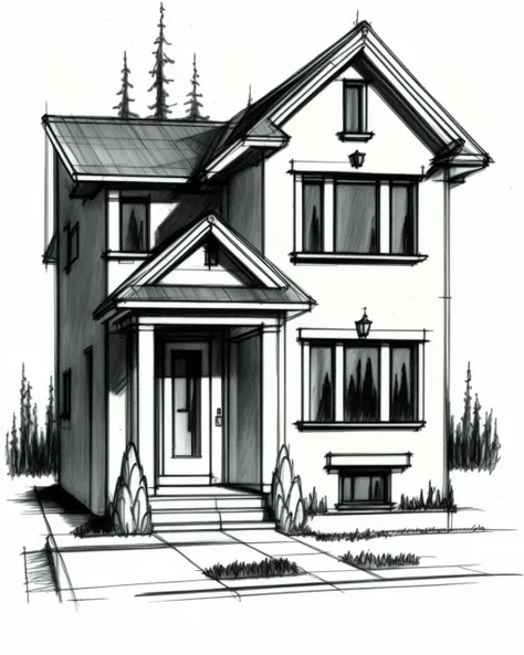 pencil sketch of a house
