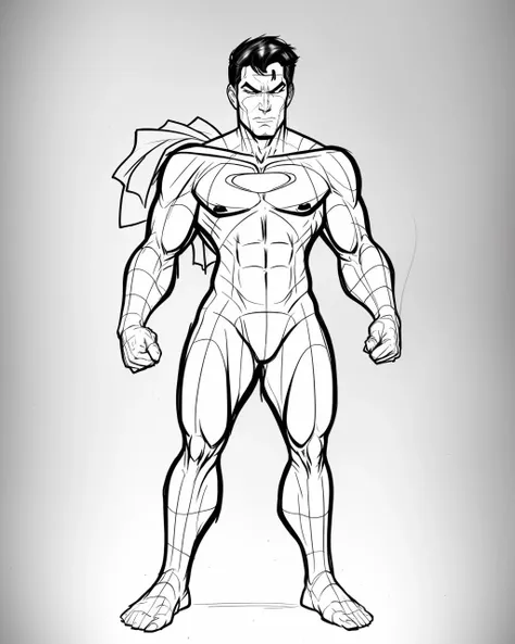 pencil sketch of a cartoon hero