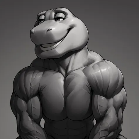 score_9, score_8_up, score_7_up, score_6_up, source_cartoon, BREAK, 1boy, barney the dinosaur, gigachad, black and white, smile, posing, chiseled jawline, muscular, 2D, sitting, looking away, upper body, leaning forward, broad pecs <lora:Barney_the_Dinosaur:1>  <lora:gigachad:1>