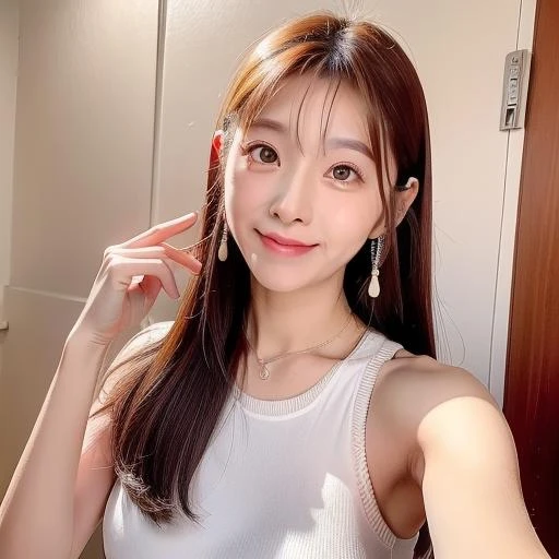 High resolution, RAW photo, realistic, very delicate and beautiful, very detailed, finely, very detailed CG unity 8k wallpaper, super detailed, (highest quality, 8k, 32K, masterpiece, Hmm:1.2), cute japanese model pictures, off shoulder, bare shoulders, white shirt, white cardigan, beautiful and detailed face, Beautiful clear long eyes, delicate figure, expensive, skinny, (medium straight hair, dull bangs:1.3), innocent smile, upper teeth, sitting in a chair, old japanese living room, surreal, real anime girl,