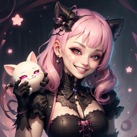 <lora:PastelGothAI:.9> PastelGothAI smiling ,
