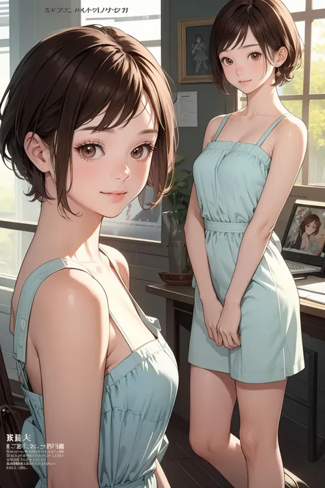 8k high quality detailed,highres,comic,anime,detailed image,
(an illustration of a teenage girl posing,magazine_sheet, (an illustration of girl,teenage girl)),(magazine_illustration),(multiple view manuscript),
(, MakiCounterStrike,1girl,short hair,brown hair,brown eyes),(Dampened Smile),((Sitting on the grass, leaning back on hands,):0.5),detailed_face,realistic_skin_texture,
(, edgAsianc,wearing edgAsianc),realistic clothing texture,<lora:MakiCounterStrike:0.7>,<lora:edgAsianc:0.65>