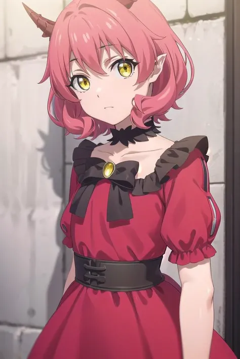 kemonohanako, <lora:kemono hanako s1-lora-nochekaiser:1>,
hanako, short hair, (yellow eyes:1.3), pink hair, horns,
BREAK dress, bow, tail, pantyhose, red dress, red footwear, bloomers, frills, collarbone, gemstone, juliet sleeves, puffy sleeves, choker,
BREAK outdoors, forest,
BREAK looking at viewer, (cowboy shot:1.5), dynamic pose,
BREAK <lyco:GoodHands-beta2:1>, (masterpiece:1.2), best quality, high resolution, unity 8k wallpaper, (illustration:0.8), (beautiful detailed eyes:1.6), extremely detailed face, perfect lighting, extremely detailed CG, (perfect hands, perfect anatomy),