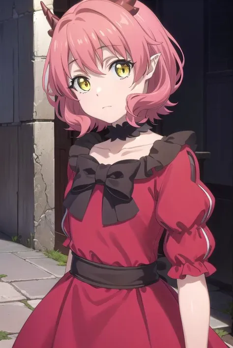kemonohanako, <lora:kemono hanako s1-lora-nochekaiser:1>,
hanako, short hair, (yellow eyes:1.3), pink hair, horns,
BREAK dress, bow, tail, pantyhose, red dress, red footwear, bloomers, frills, collarbone, gemstone, juliet sleeves, puffy sleeves, choker,
BREAK outdoors, forest,
BREAK looking at viewer, (cowboy shot:1.5), dynamic pose,
BREAK <lyco:GoodHands-beta2:1>, (masterpiece:1.2), best quality, high resolution, unity 8k wallpaper, (illustration:0.8), (beautiful detailed eyes:1.6), extremely detailed face, perfect lighting, extremely detailed CG, (perfect hands, perfect anatomy),